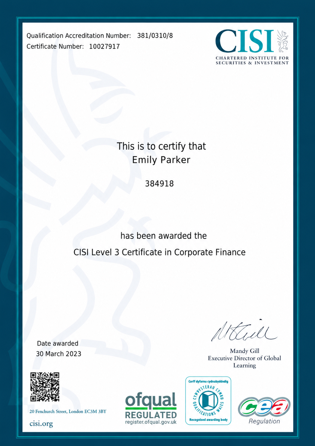 CISI certificate